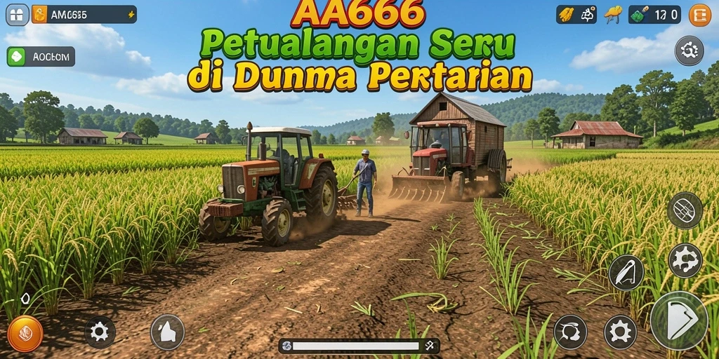 Screenshot gameplay AA666 yang menunjukkan aktivitas bertani yang seru.