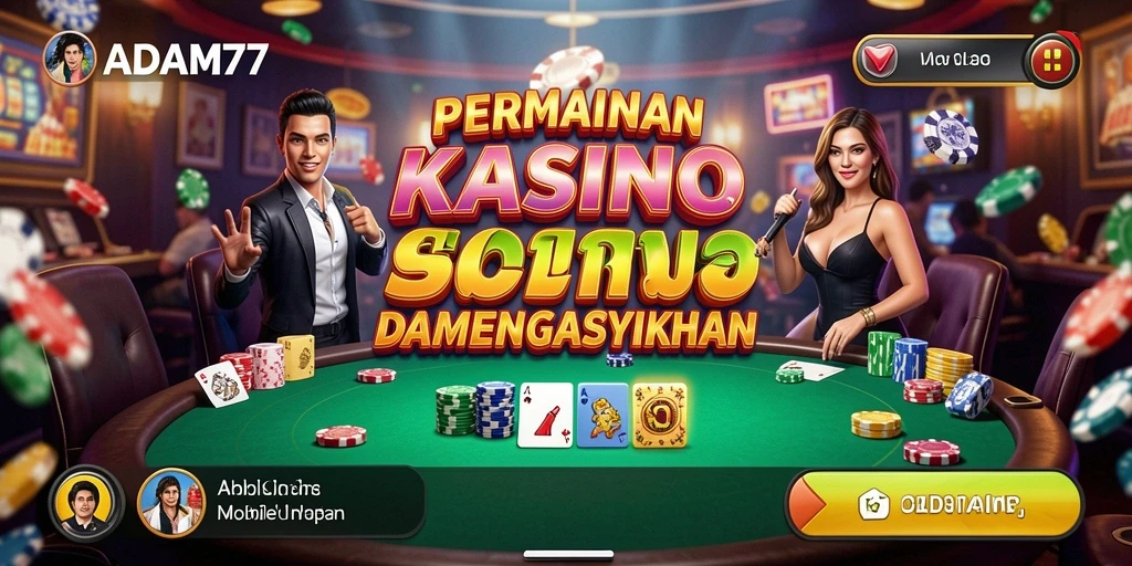 Screenshot utama ADAM77 menampilkan berbagai permainan Kasino yang seru.