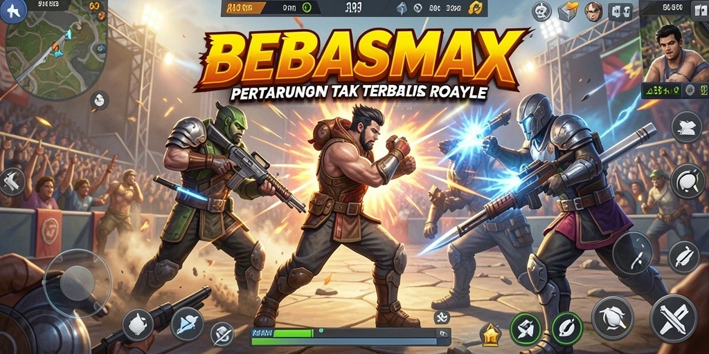 Tampilan gameplay seru dari BEBASMAX dengan aksi Battle Royale yang mendebarkan.