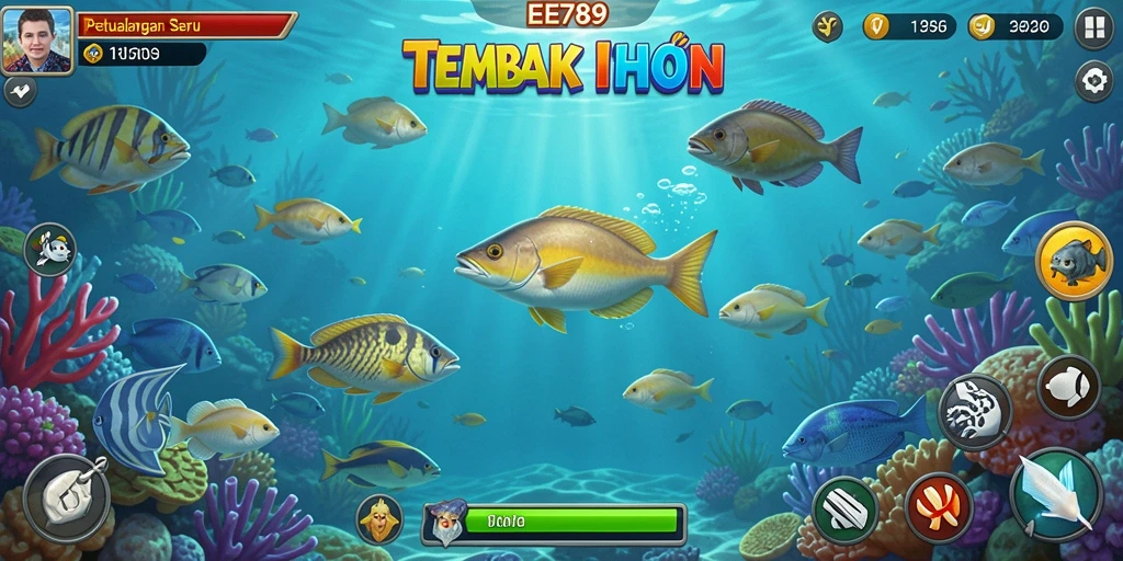 Tampilan gameplay seru menembak ikan di EE789.