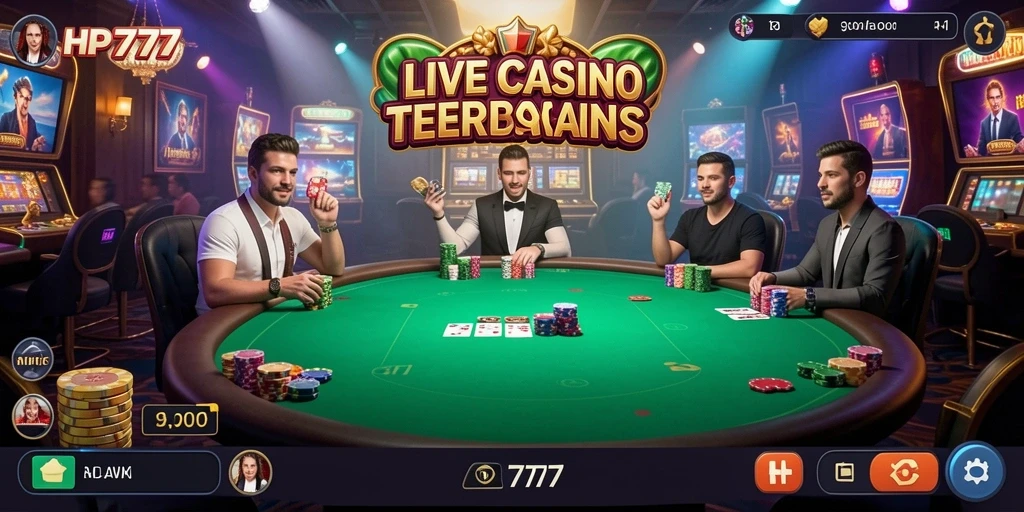Screenshot HP777 menampilkan dealer langsung dan gameplay yang mendebarkan.