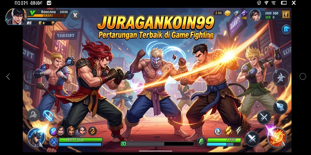 Tampilan gameplay JURAGANKOIN99 dengan pertarungan seru antar karakter.