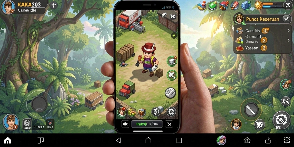 Screenshot KAKA303 menampilkan gameplay santai dan sistem upgrade yang menarik.