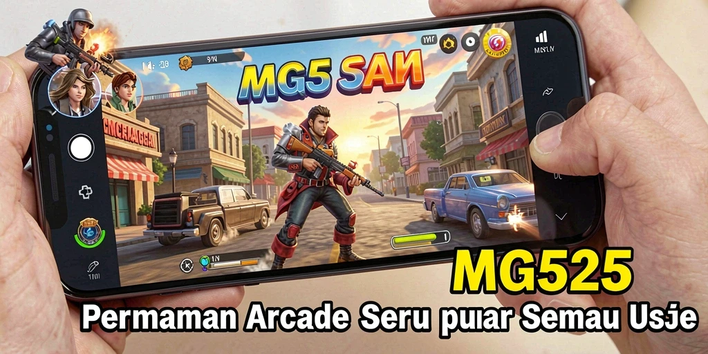 Screenshot MG525 menampilkan gameplay Arcade yang seru dan penuh warna.