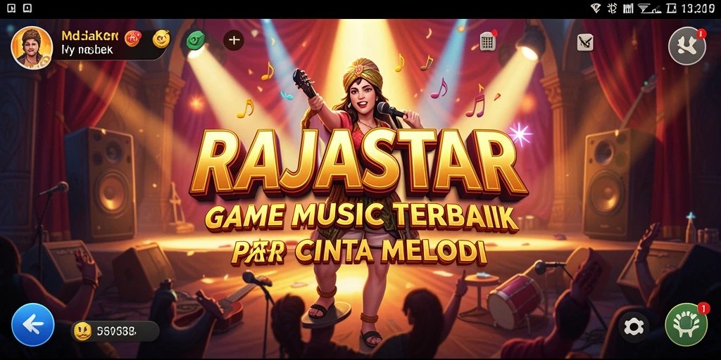 Tampilan gameplay <strong>RAJASTAR</strong> dengan berbagai pilihan lagu yang menarik.
