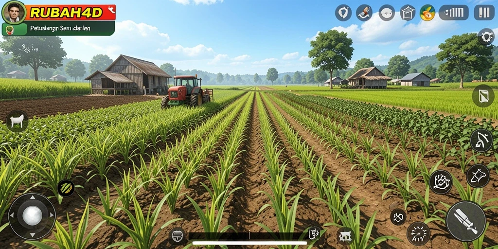 Tampilan utama gameplay RUBAH4D yang menampilkan aktivitas bertani.
