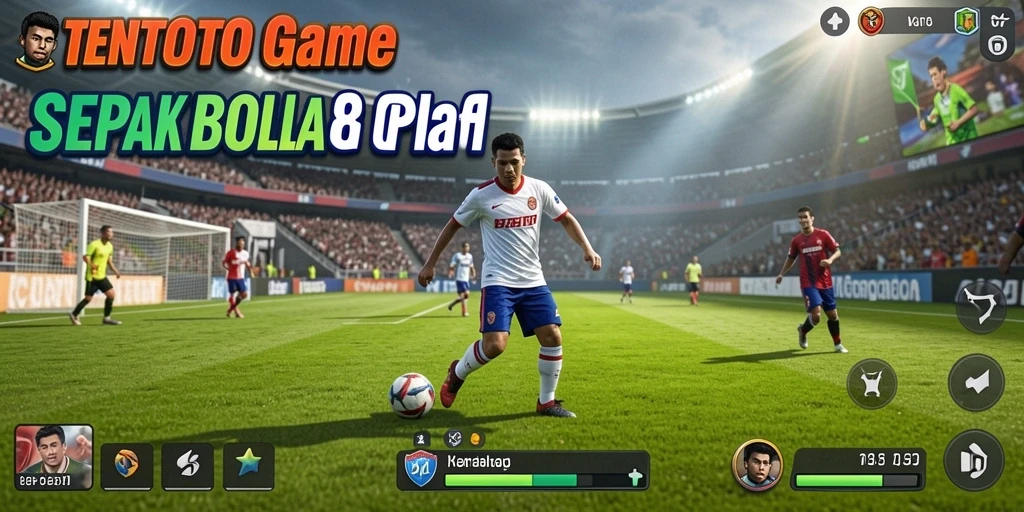 Tangkapan layar TENTOTO yang menunjukkan aksi seru di lapangan sepak bola.
