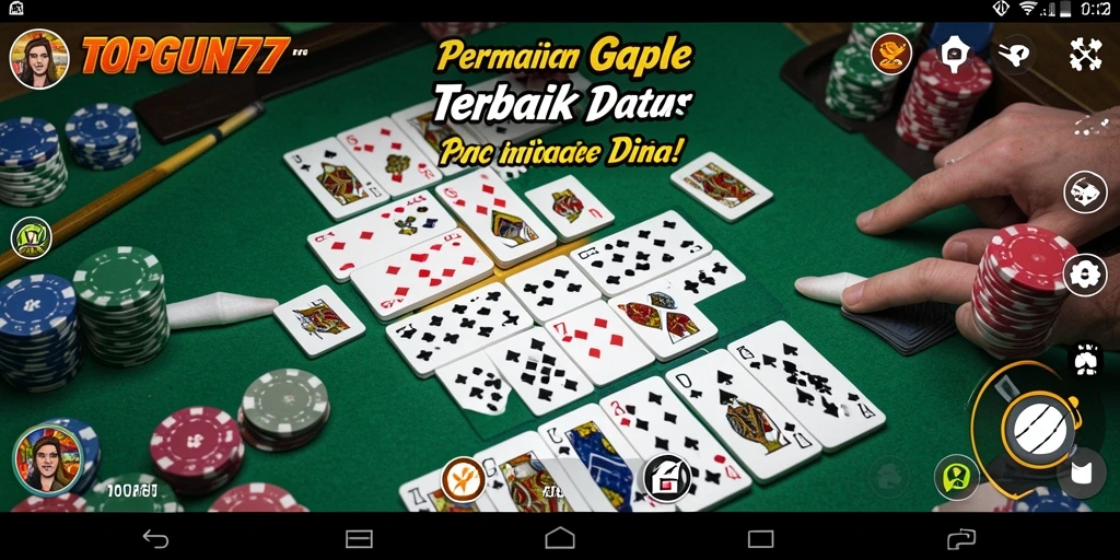 Tampilan permainan Gaple yang seru dan interaktif di TOPGUN77.