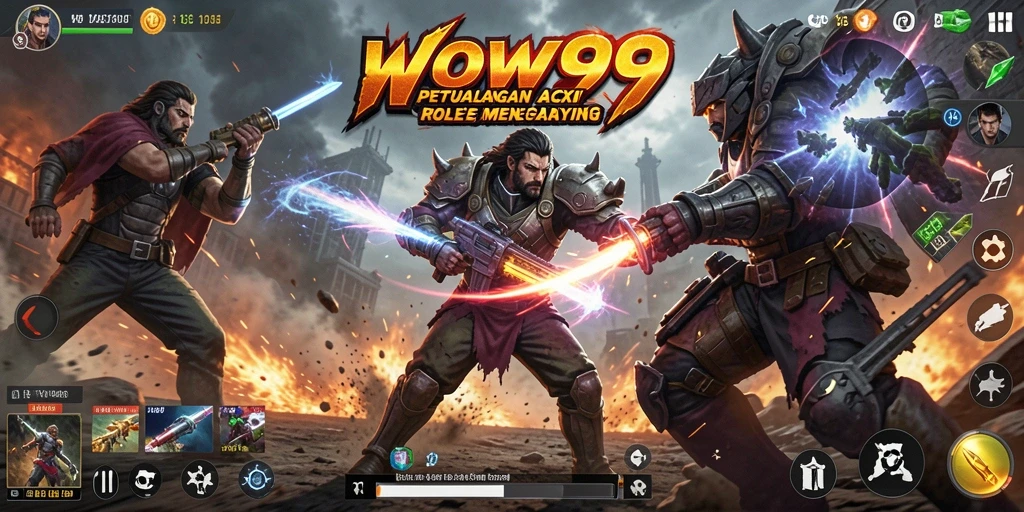 Tampilan aksi mendebarkan dalam gameplay ARPG WOW99.
